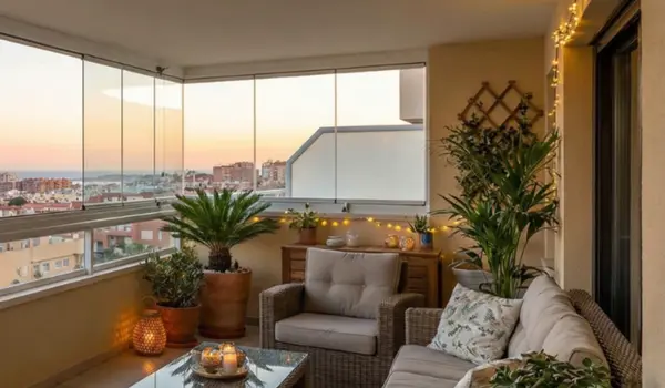 Balcón con cortina de cristal Toldos Saldise Navarra Pamplona País Vasco