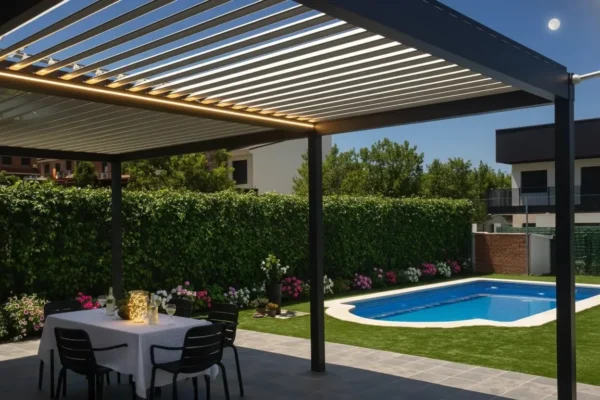 Terraza con pérgola bioclimática